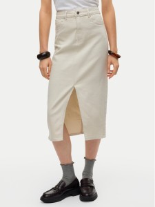 Vero Moda Spódnica jeansowa Veri 10295731 Beżowy Regular Fit