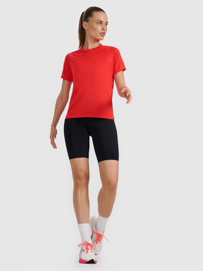 4F Koszulka do biegania regular szybkoschnąca damska - czerwona L