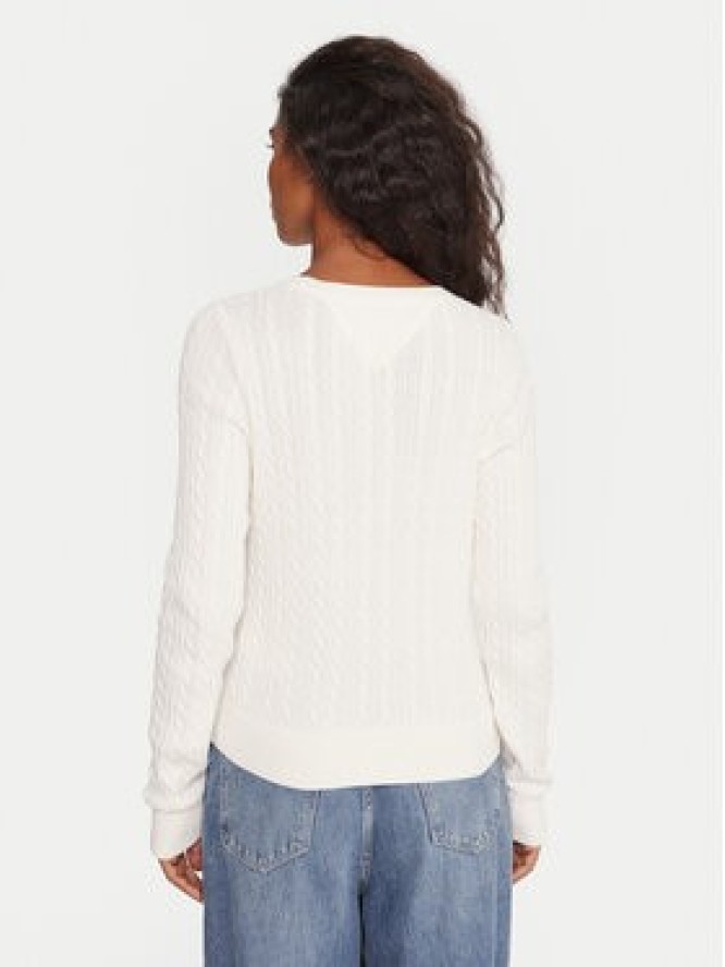 Tommy Jeans Sweter Cable Essential DW0DW22165 Biały Regular Fit