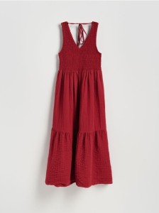 Sukienka midi z muślinu - bordowy