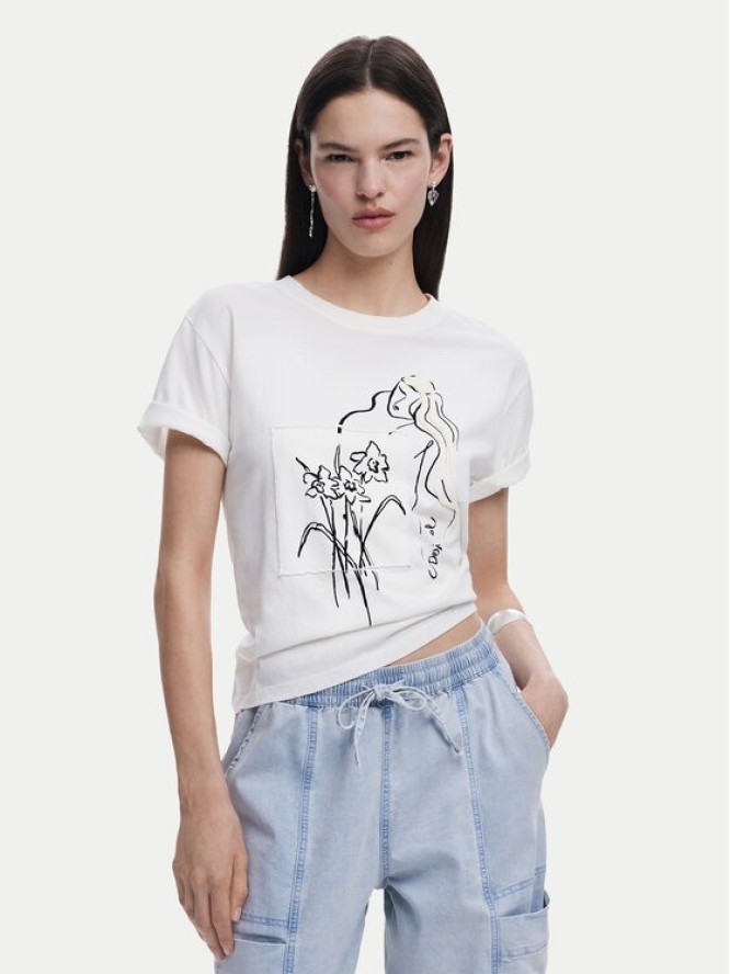 Desigual T-Shirt Paraguay 25SWTKAB Biały Regular Fit