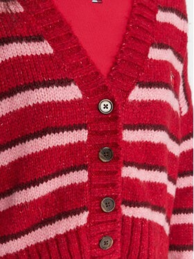Tommy Jeans Kardigan Badge DW0DW21678 Czerwony Relaxed Fit
