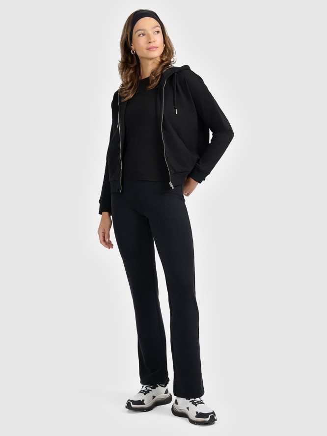 4F Bluza dresowa rozpinana z kapturem damska - czarna L