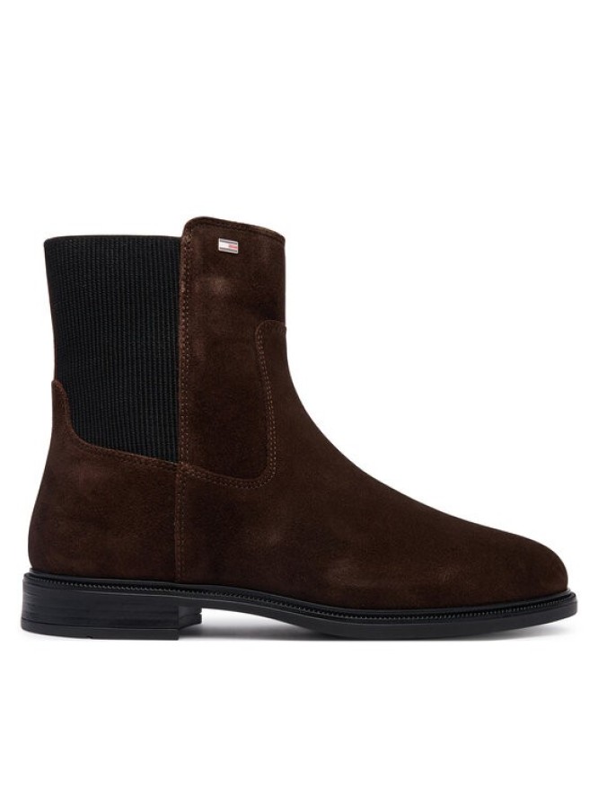 Tommy Hilfiger Sztyblety Enamel Flag Suede Ankle Chelsea FW0FW09575 Brązowy