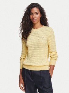 Tommy Hilfiger Sweter WW0WW44993 Żółty jasny Regular Fit
