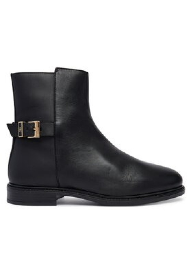 Tommy Hilfiger Botki Th Buckle Leather Ankle Boot FW0FW09486 Czarny