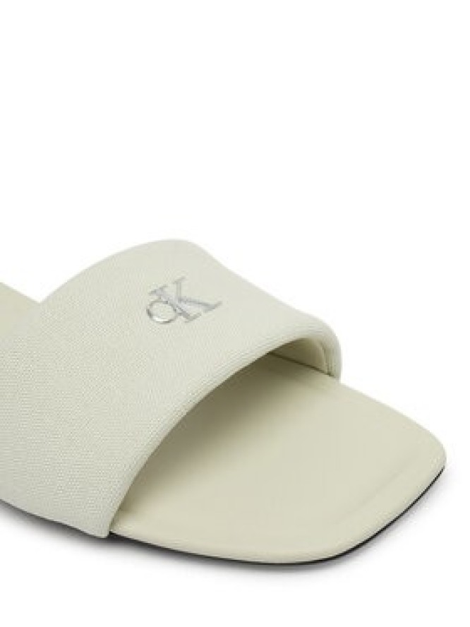 Calvin Klein Klapki Square Flat Sndl Canvas Hw HW0HW03129 Biały