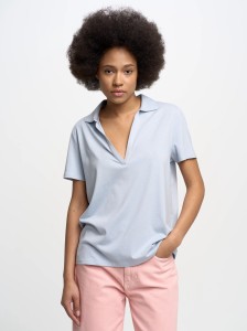 Koszulka damska polo z modalu niebieska Fremenka 400
