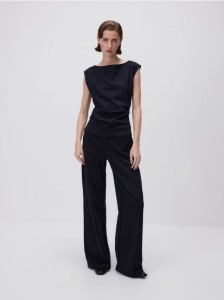 Spodnie w paski - granatowy