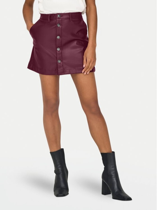 ONLY Spódnica z imitacji skóry Amazing 15331876 Bordowy Slim Fit