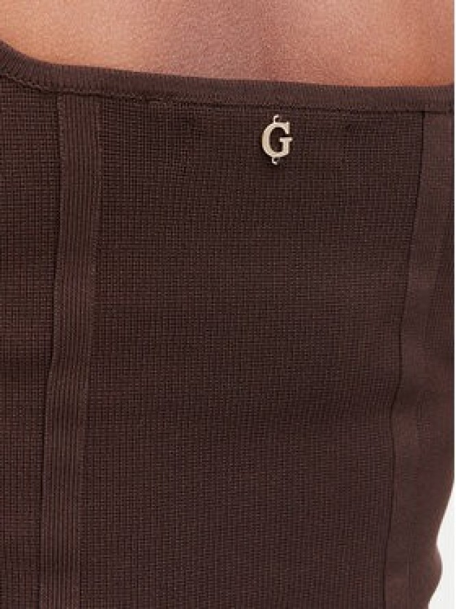 Guess Top W6YZ08 Z0979 Brązowy ciemny Slim Fit