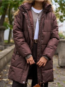 Płaszcz pikowany - brązowy