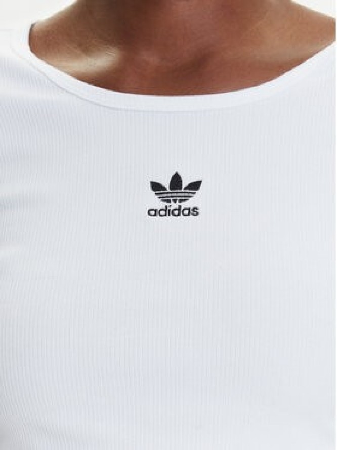 adidas Bluzka Essentials Ribbed JC9011 Biały Slim Fit