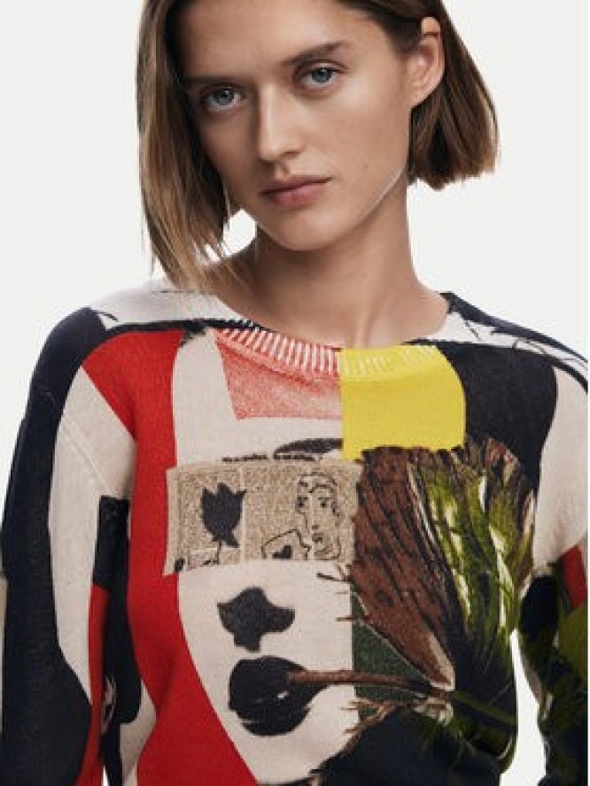 Desigual Sweter Collagelacro 25SWJF27 Kolorowy Regular Fit