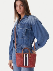 Tommy Hilfiger Torebka Th Monoplay Mini Tote Stripe Le AW0AW18389 Czerwony