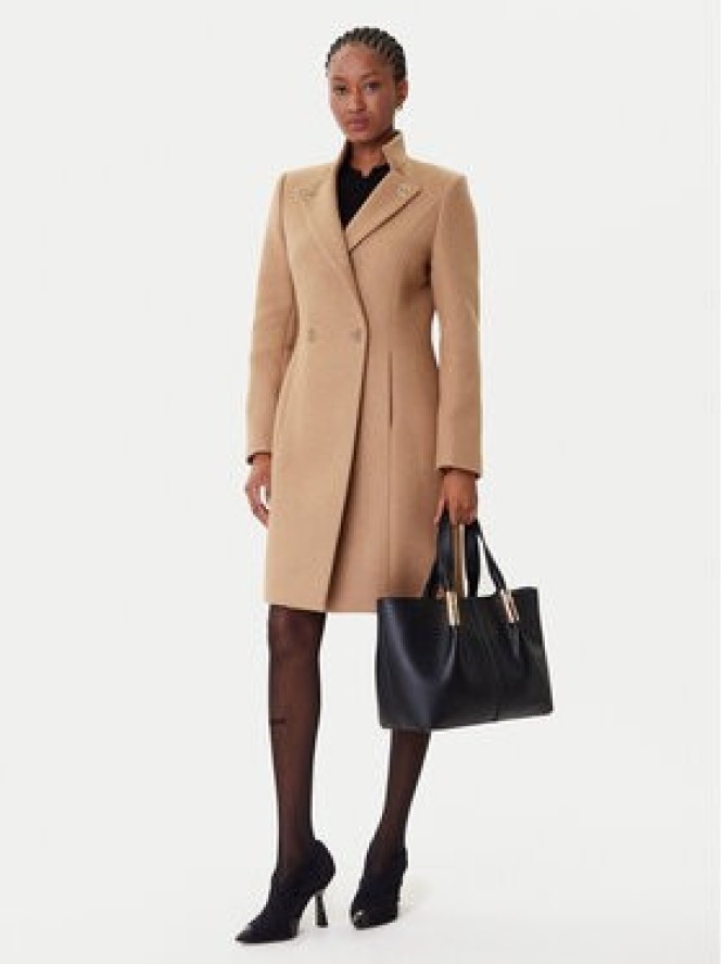 Rinascimento Płaszcz wełniany CFC0126218003 Beżowy Regular Fit