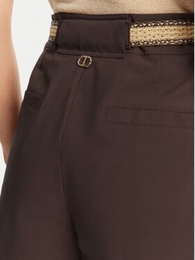 TWINSET Szorty materiałowe 251TT2106 Brązowy Loose Fit