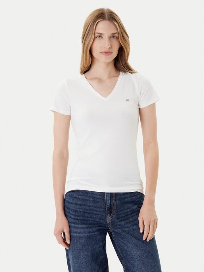 Tommy Jeans T-Shirt Tjw Skinny Stretch DW0DW09197 Biały Slim Fit