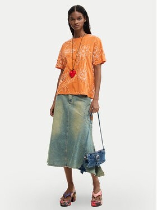 Desigual T-Shirt Genova 26SWTK48 Pomarańczowy Regular Fit