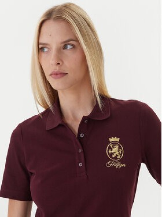 Tommy Hilfiger Polo Gold Crest WW0WW47315 Bordowy Regular Fit