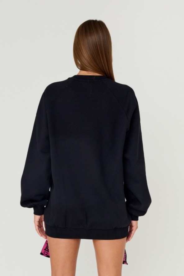 JUST CAVALLI Czarna damska bluza R LOGO CRYSTAL, Rozmiar M