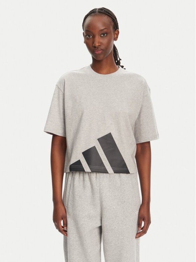 adidas T-Shirt Essentials Big Logo Boyfriend JG8738 Szary Loose Fit