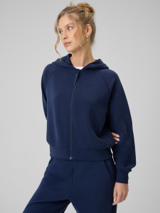 4F Bluza dresowa regular z modalem damska - granatowa L