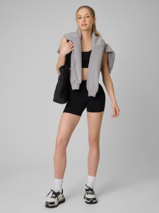 4F Legginsy krótkie treningowe bezszwowe damskie - czarne XS/S