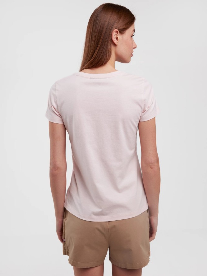 Koszulka damska z nadrukiem na piersi z kolekcji Authentic różowa Rissmelna 600