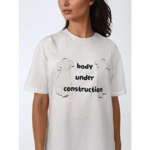 Biały T-shirt Damski - Body Under Construction BeShaped