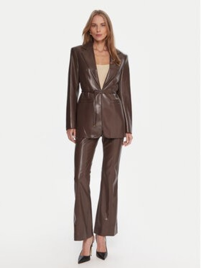 Marciano Guess Spodnie z imitacji skóry 5BGB09 7389A Brązowy Slim Fit