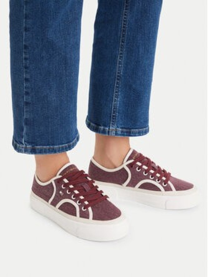 Tommy Hilfiger Tenisówki Platform Vulc Sneaker Piping FW0FW09394 Bordowy