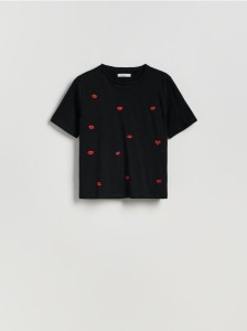 T-shirt z haftem - czarny