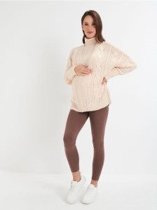 Kardigan z ozdobnym splotem - kremowy