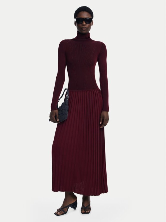 Desigual Sukienka dzianinowa Sigritt 25WWVF09 Bordowy Slim Fit