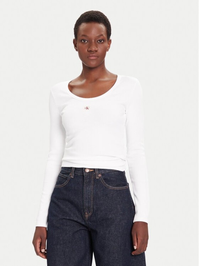 Calvin Klein Jeans Bluzka LV047D218G Biały Slim Fit