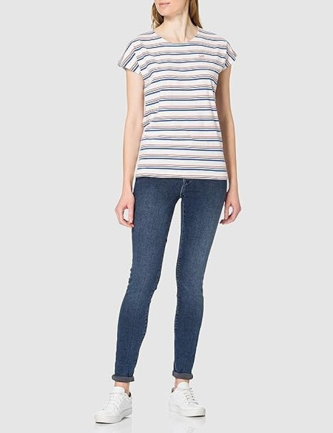 LEE DAMSKA KOSZULKA Z KRÓTKIM RĘKAWEM CAP SLEEVE TEE SUMMER BLUE L41FJXNJ 112108936