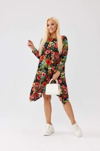 Asymetryczna tunika w maki OVERSIZE PLUS SIZE XXL JESIEŃ