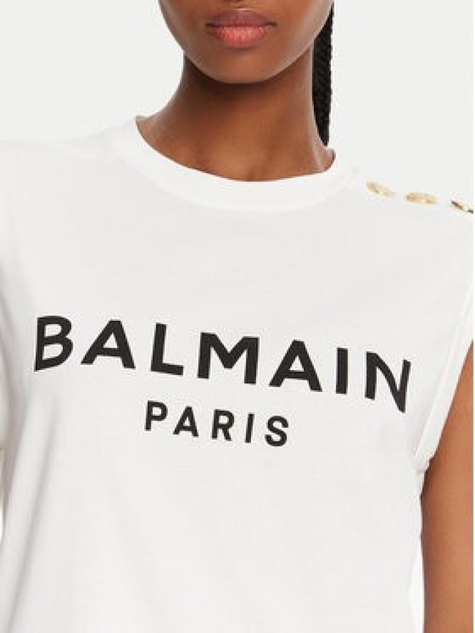 Balmain Top CF1ED001BB02 Biały Relaxed Fit