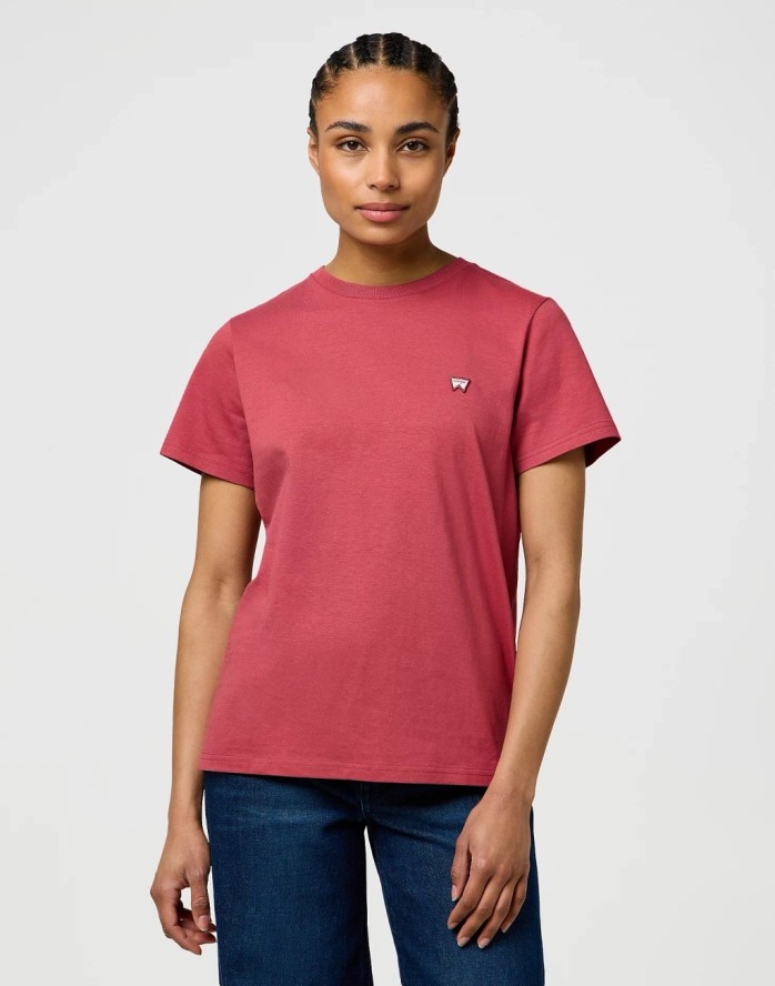 DAMSKA KOSZULKA WRANGLER SIGN OFF TEE EARTH RED 112370739