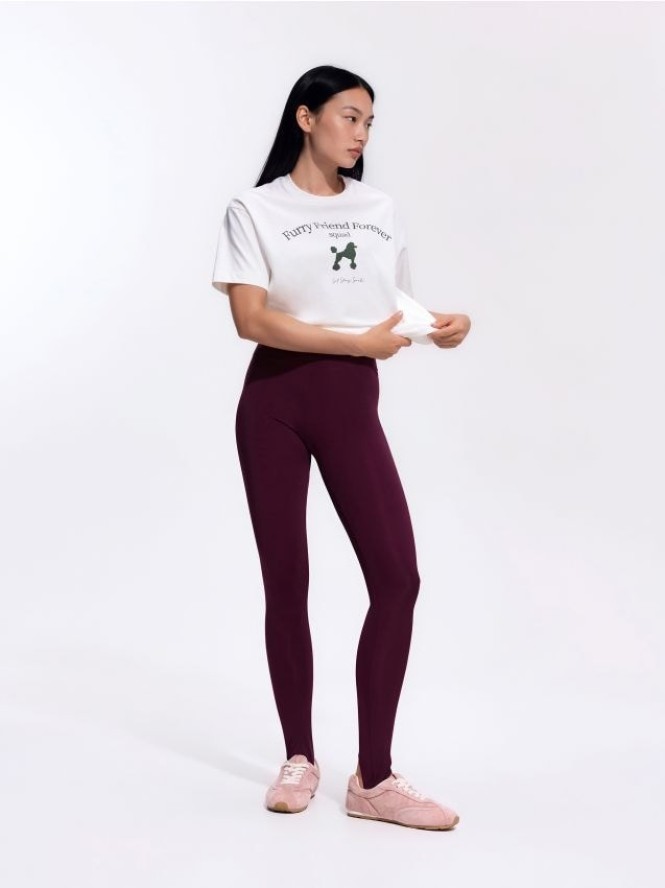 Gładkie legginsy - mahoniowy