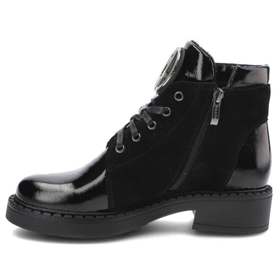 Czarne Botki Pollonus Damskie Stylowe Obuwie