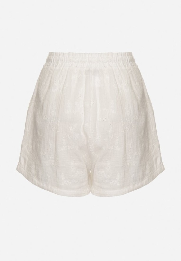 Białe Bawełniane Szorty z Ażurowym Wzorem Sefilla