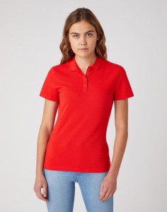 DAMSKI T-SHIRT WRANGLER POLO FLAME RED W7Q1-K4-R06 112132076