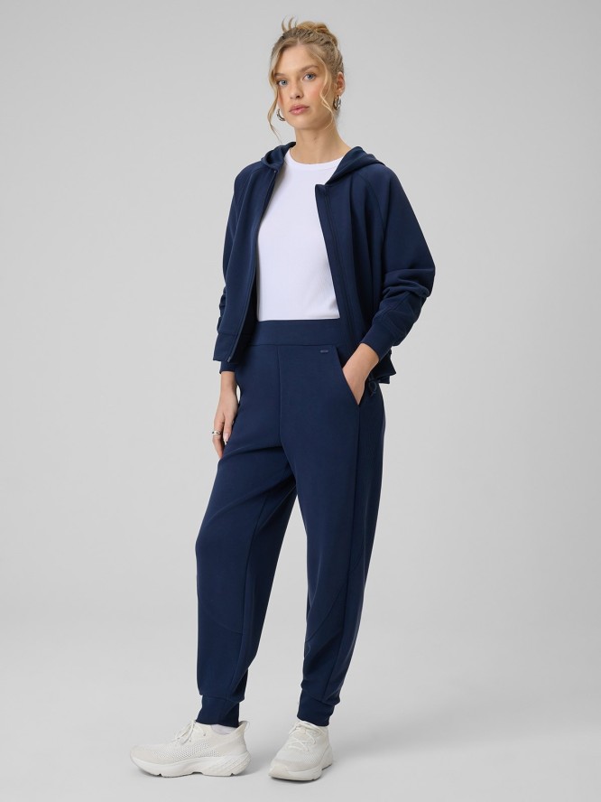 4F Bluza dresowa regular z modalem damska - granatowa L