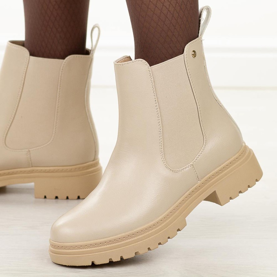 Beżowe sztyblety damskie Potocki 12201