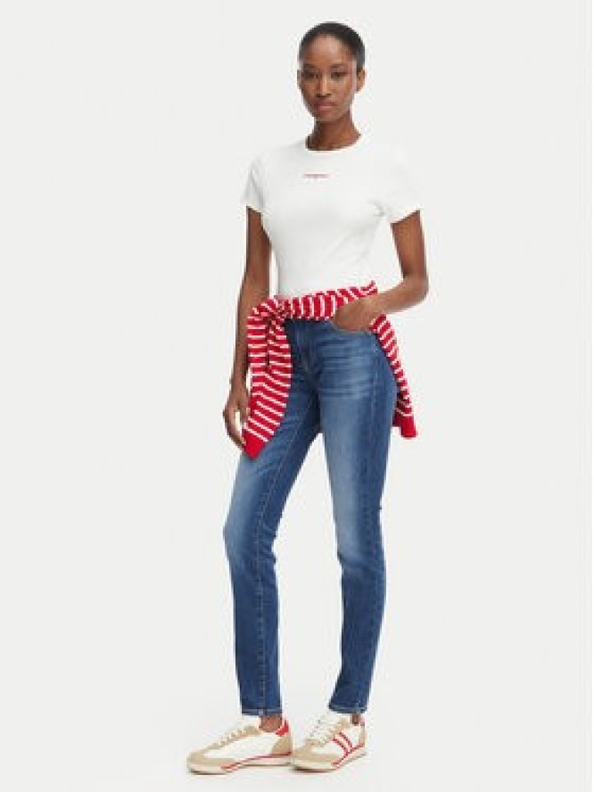 Tommy Jeans T-Shirt Script Rib DW0DW22809 Kremowy Slim Fit