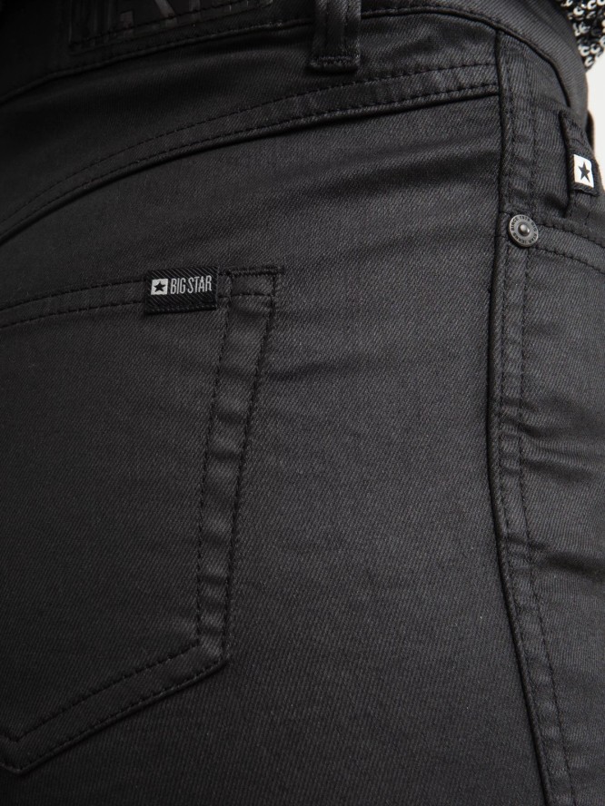 Jeansy damskie bootcut z rozcięciami woskowane czarne Blake 924