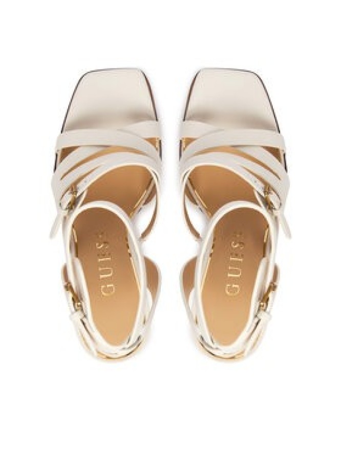Guess Sandały FLJRAD LEA03 Kremowy