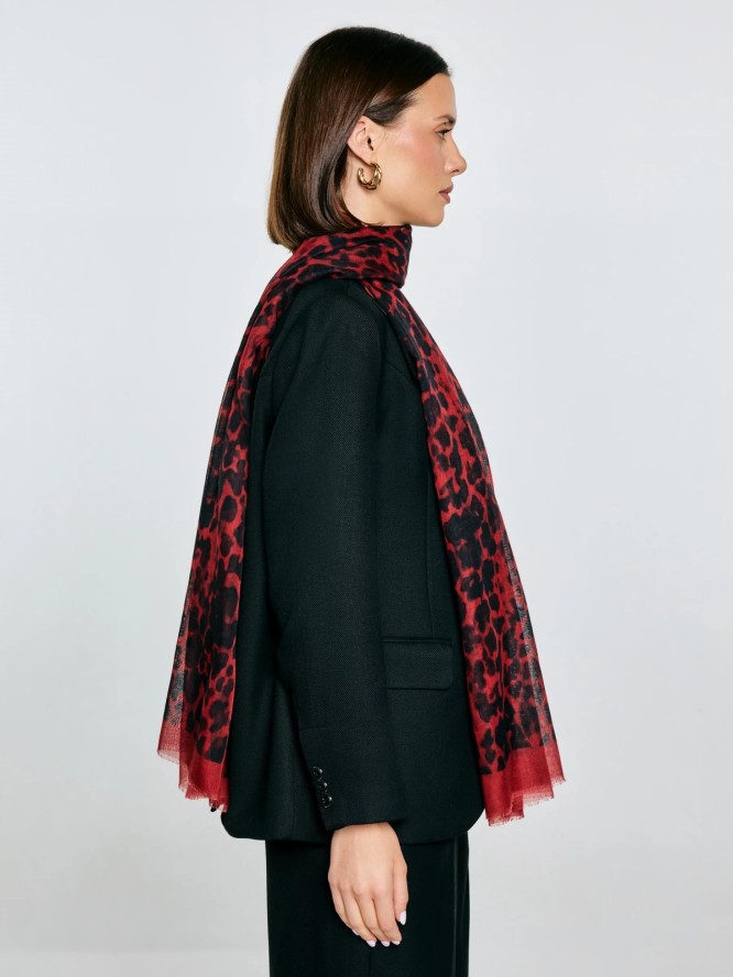 Szal damski w panterkę czerwony Panterosi 603